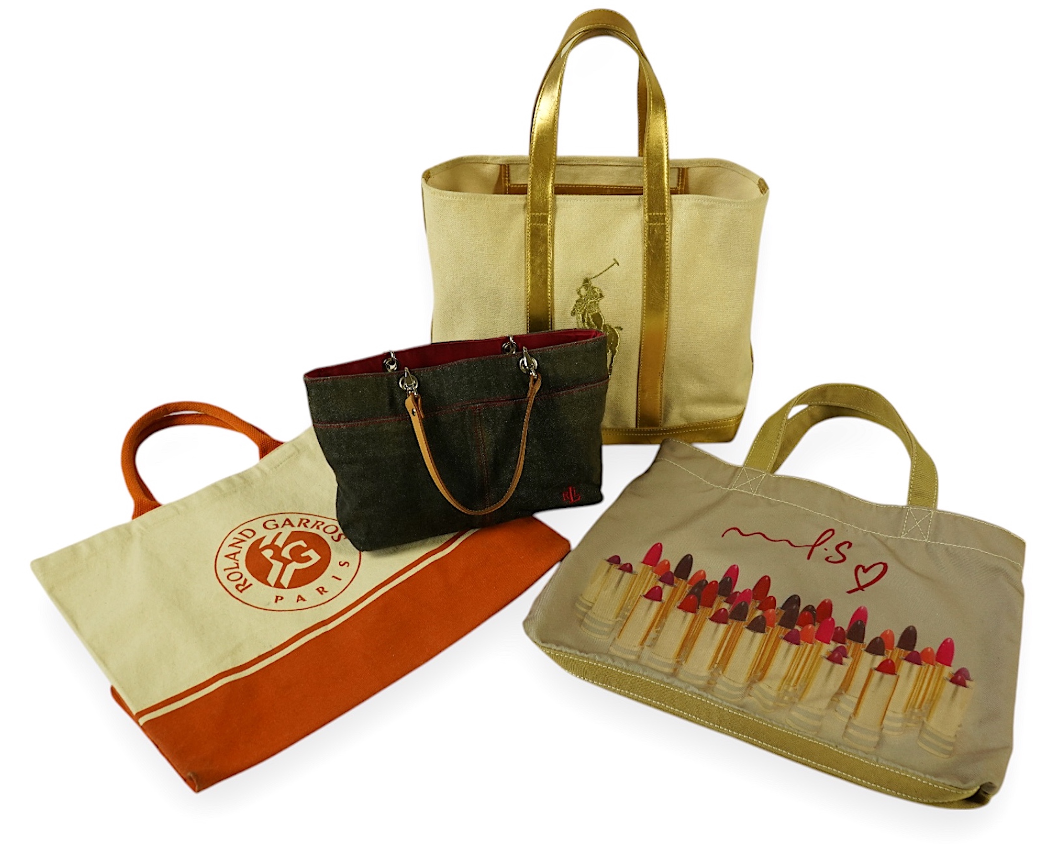 Four bags to include a Ralph Lauren tote bag